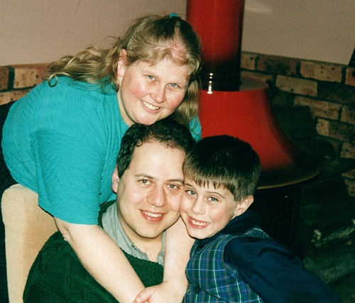 Julie in 2001 with Andrew and Daniel